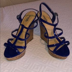 Charlotte Russe Blue Summer Wedges - Size 10